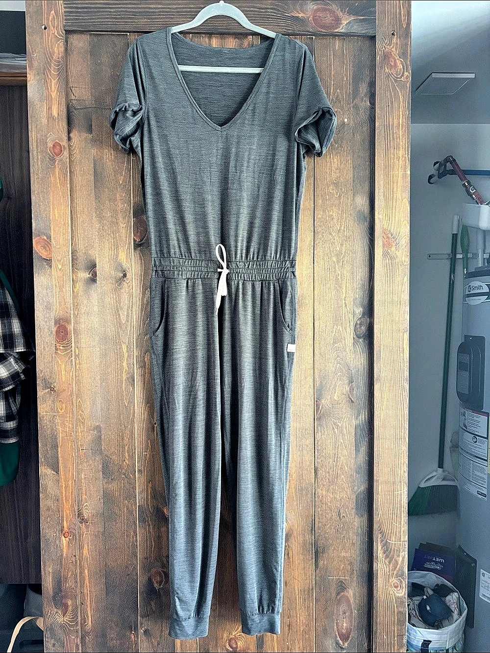 Vuori All Day Jumpsuit Gray Short Sleeve